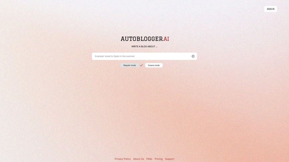 Autoblogger.aiのウェブサイトのスクリーンショット