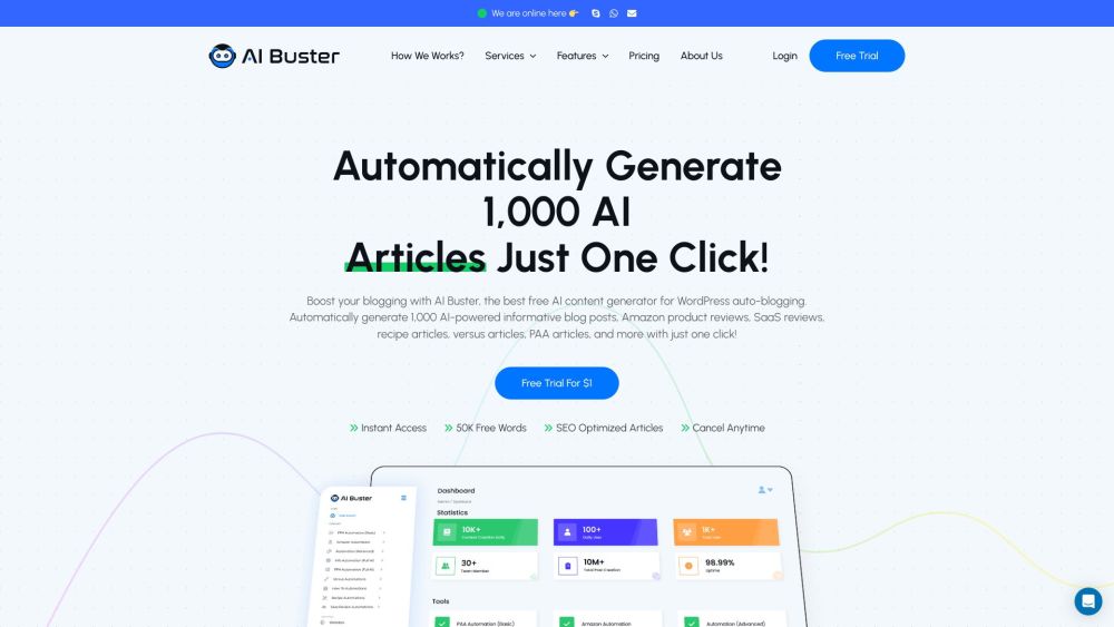 AI Buster Website screenshot