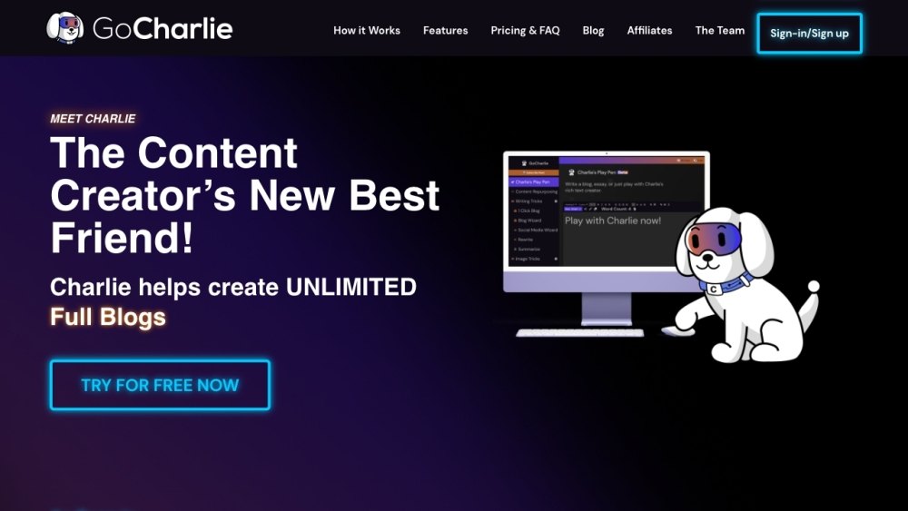 GoCharlie Website screenshot