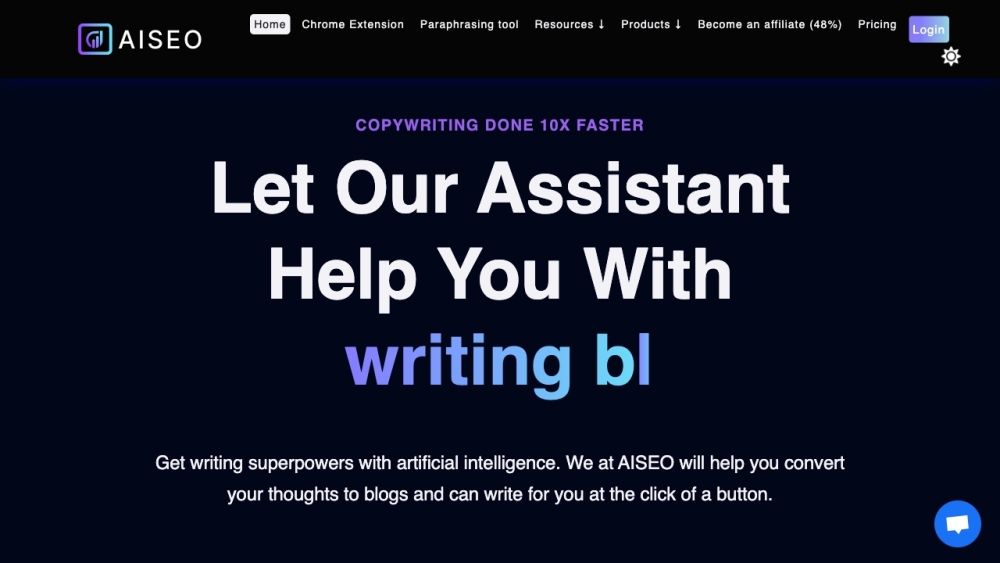 AISEO - AI writing assistant, Copywriting & Paraphrasing Tool Website screenshot