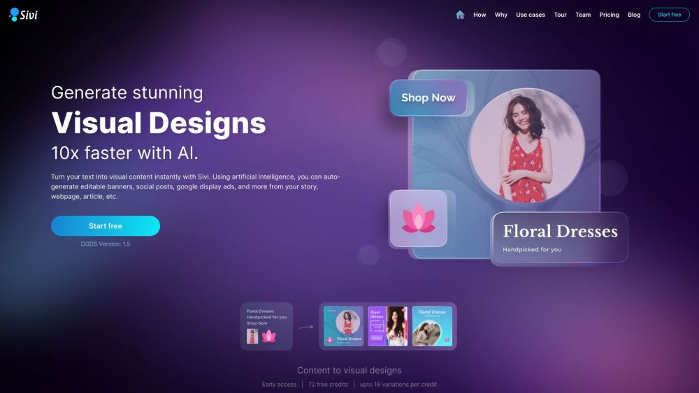 Sivi AI - Generate Instant Designs Website screenshot