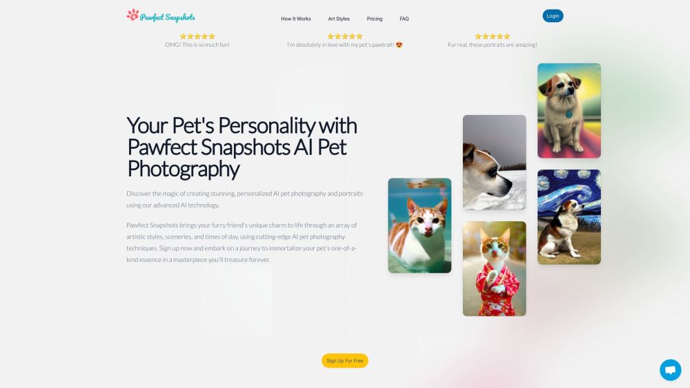 Pawfect Snapshots Website screenshot