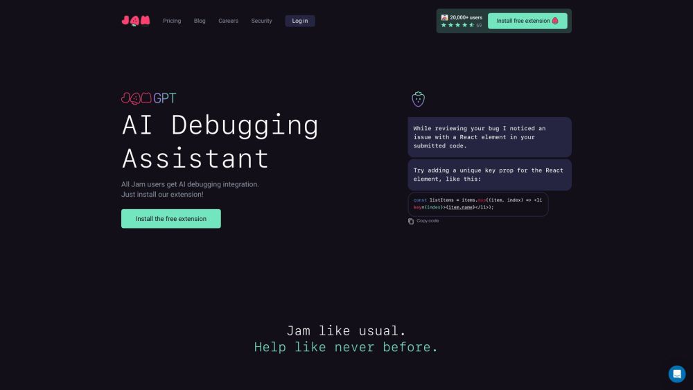 Jam Website screenshot