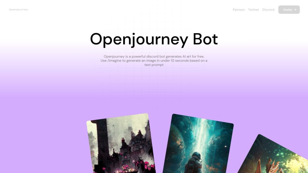Openjourney Bot Website screenshot