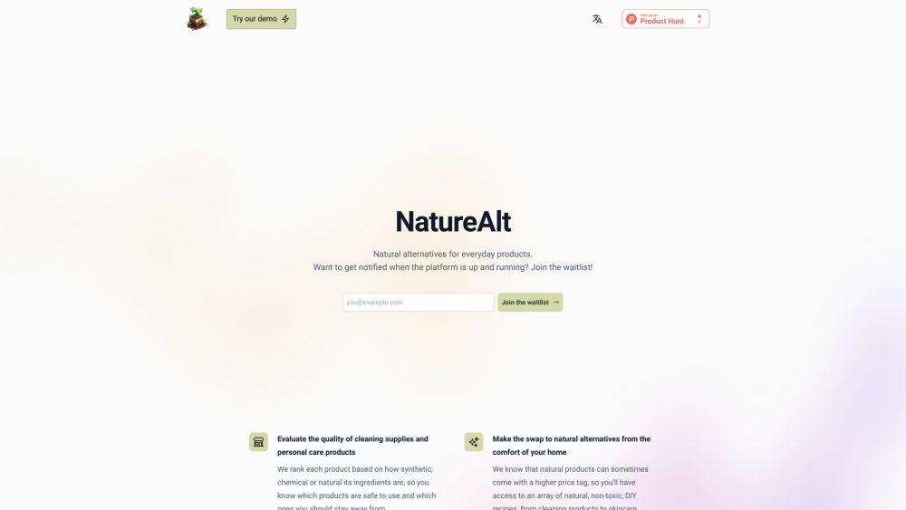 NatureAlt Website screenshot