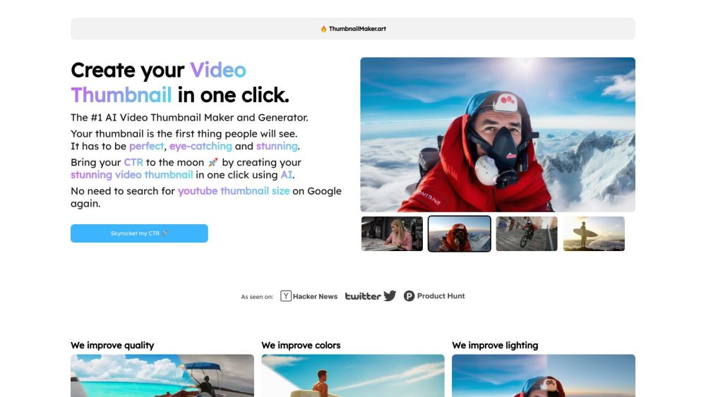 ThumbnailMaker - #1 AI thumbnail maker! Website screenshot