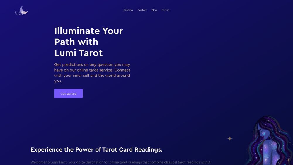 Lumi Tarot Website screenshot