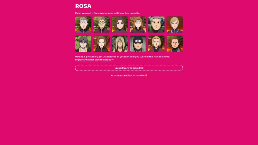 Rosa Naruto Character Generator Website Screenshot