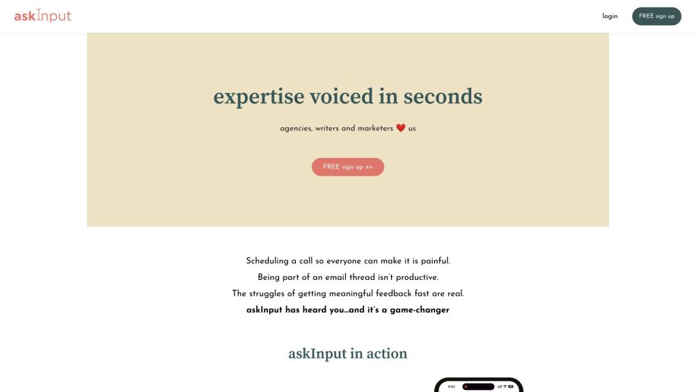 askInput Website screenshot