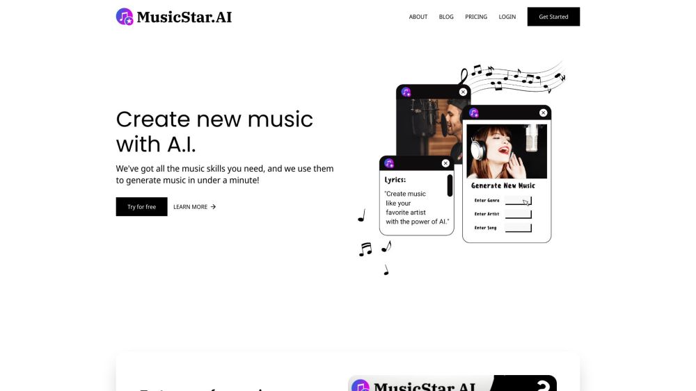 MusicStar.AI Website screenshot