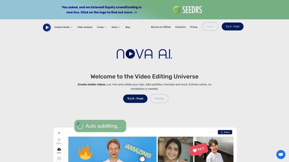 Nova A.I. Website screenshot