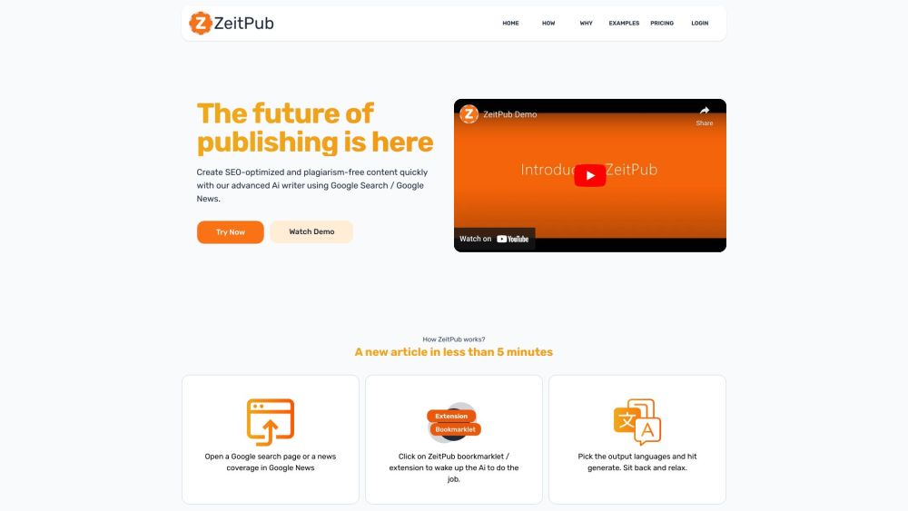 Zeitpub Website screenshot