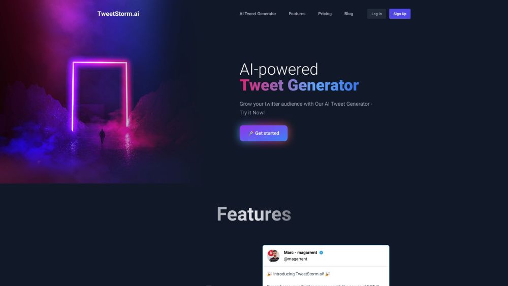 TweetStorm.ai - AI-powered Tweet Generator Website screenshot