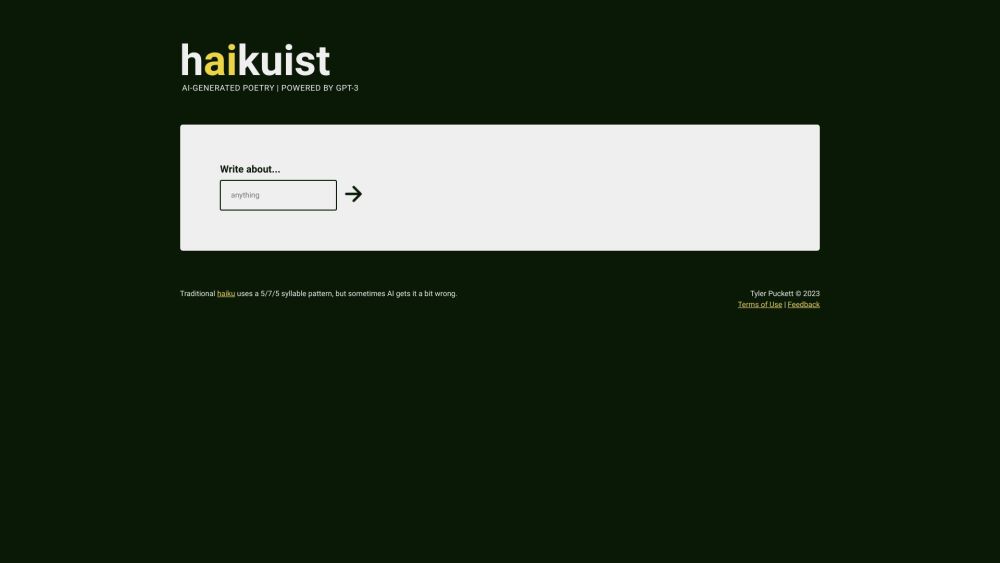 Haikuist | AI-Generated Poetry Powered by GPT-3