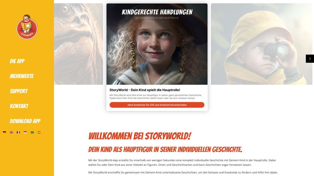 StoryWorld Website screenshot