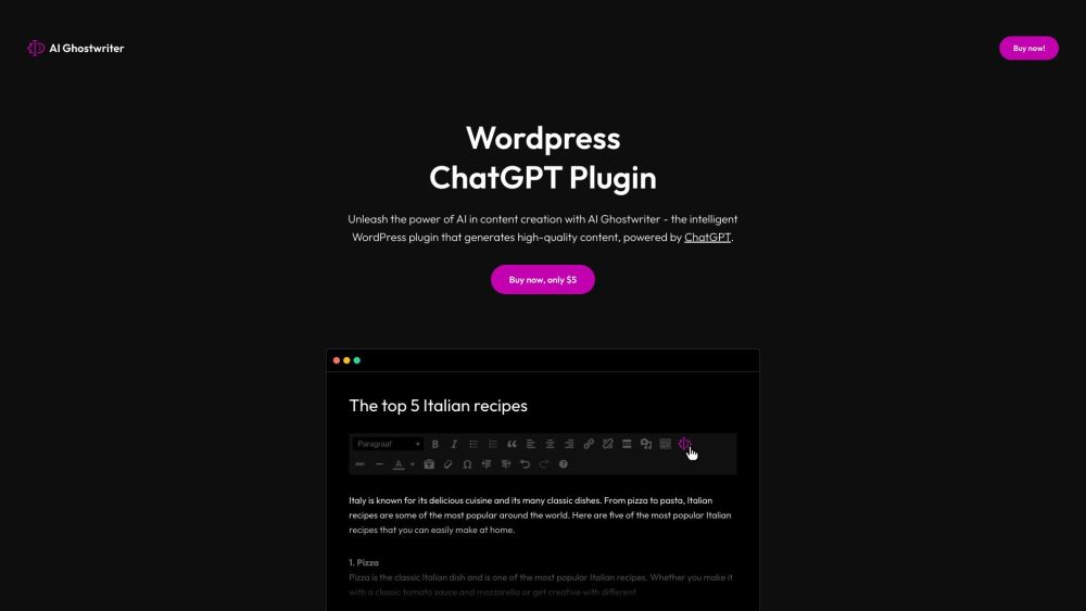 AI Ghostwriter - The Ultimate WordPress Plugin for ChatGPT-powered Content Creation Website screenshot