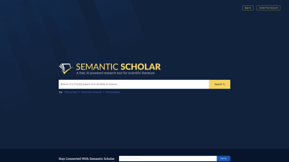 Screenshot der Semantic Scholar Website