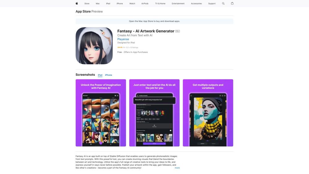 Screenshot der Fantasy AI-Website