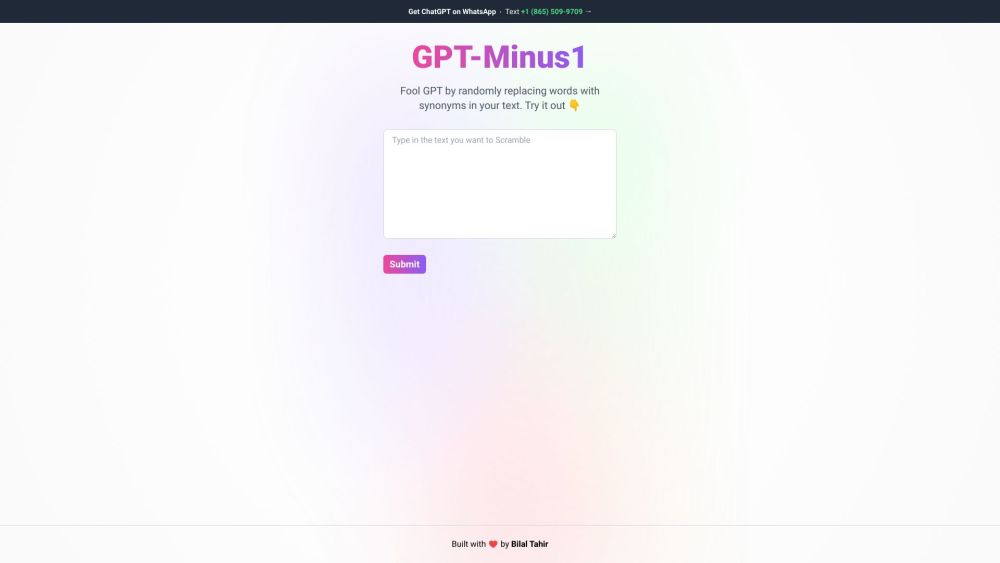 GPT-Minus1 Website screenshot