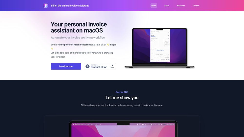 Billie on macOS Website screenshot