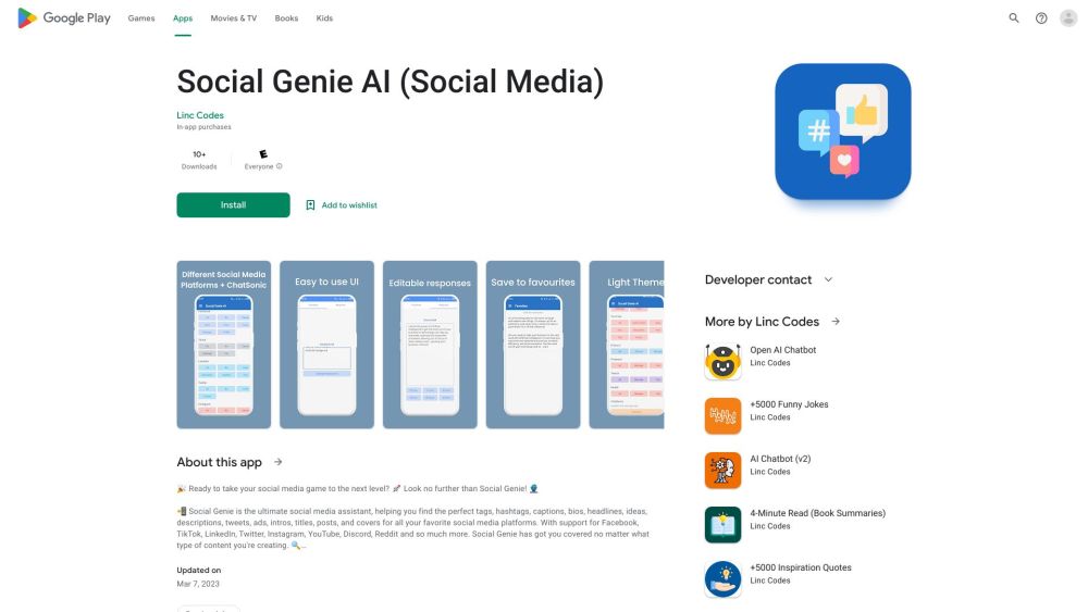 Social Genie Website screenshot