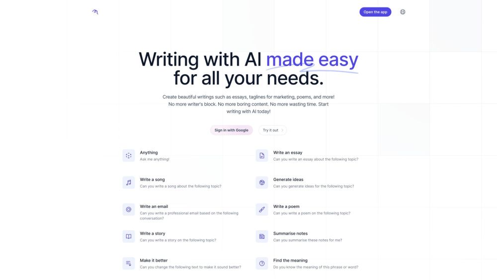Writing with AI Website screenshot