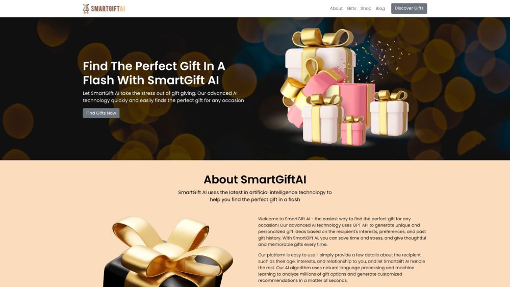 Smart Gift AI Website screenshot