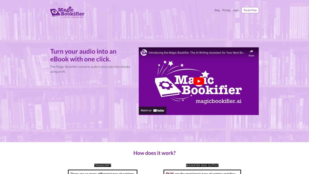 Magic Bookifier Website screenshot