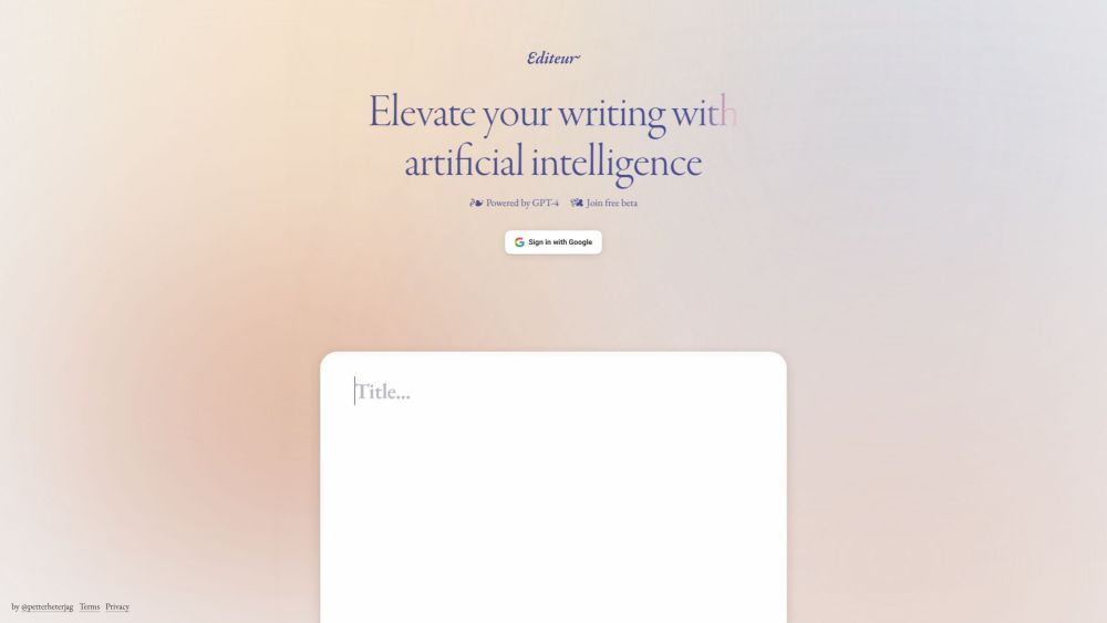 Editeur – your AI writing partner Website screenshot