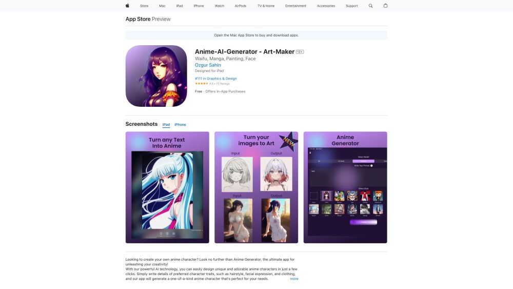 Anime Character Creator Website screenshot