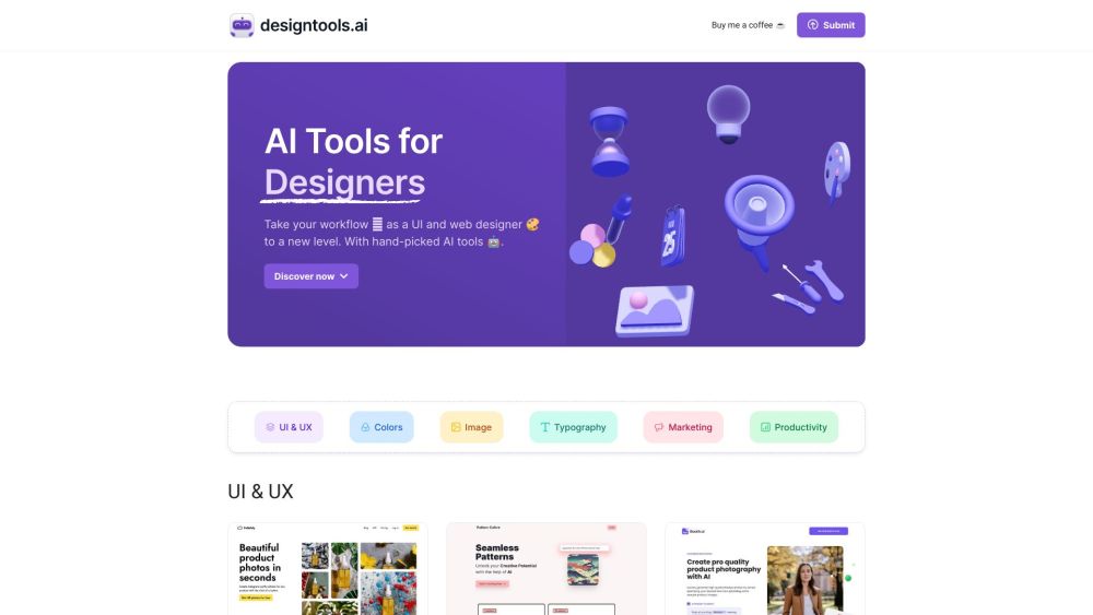 AI Tools for Designers Website screenshot