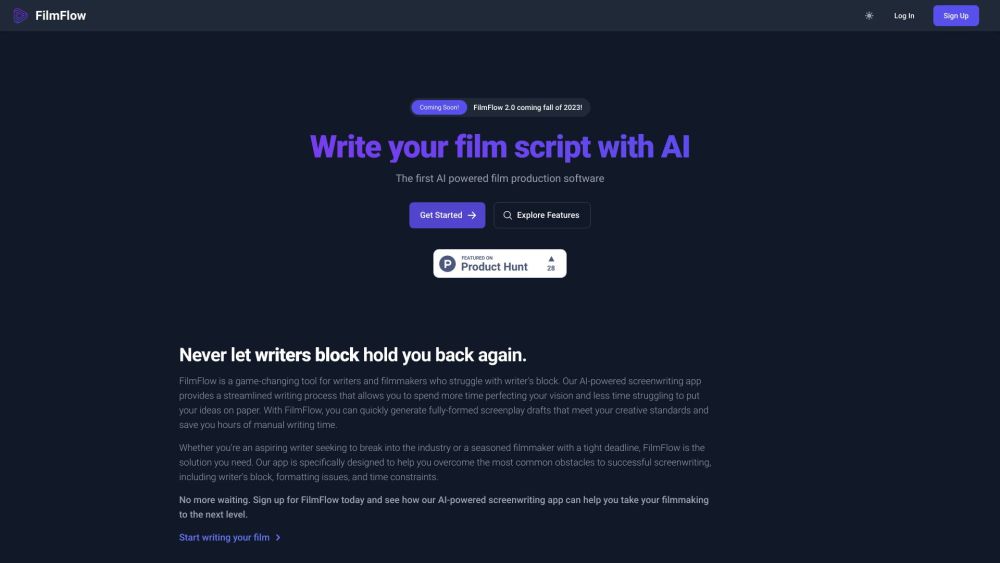 AI Film Production Website screenshot