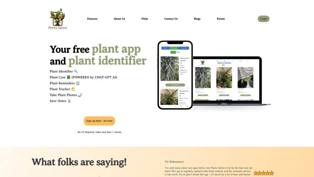 Plants Galore Website screenshot