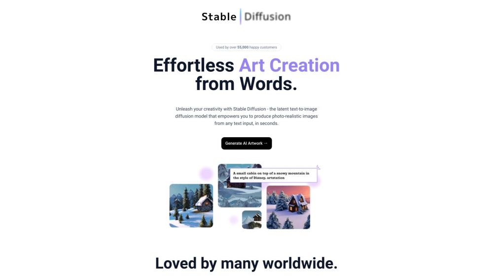 Stable Diffusion Web - AI Art and Avatar Generator Website screenshot