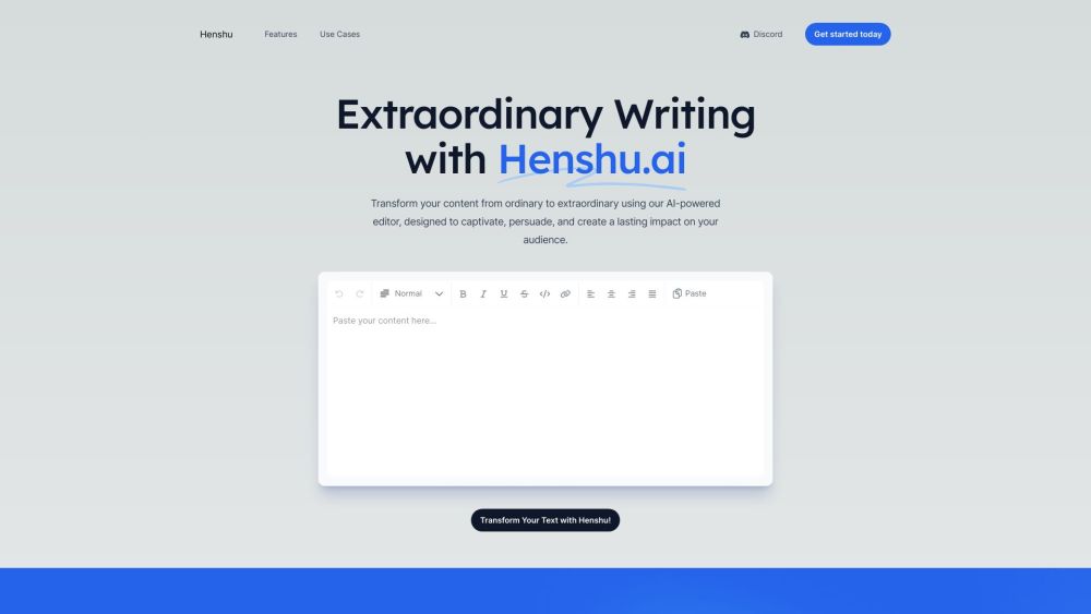 Henshu - Writing Made Extraordinary Website screenshot