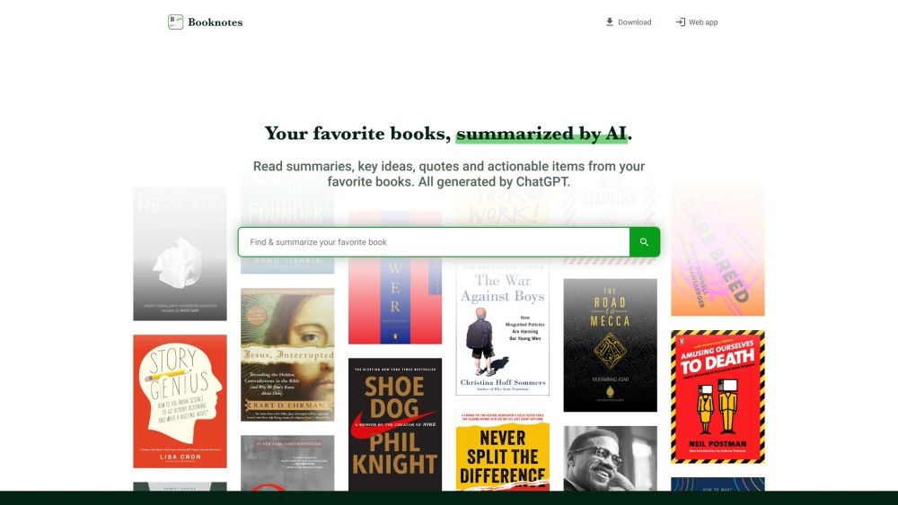 Booknotes Website screenshot