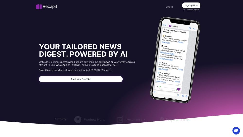 Recapit Website screenshot