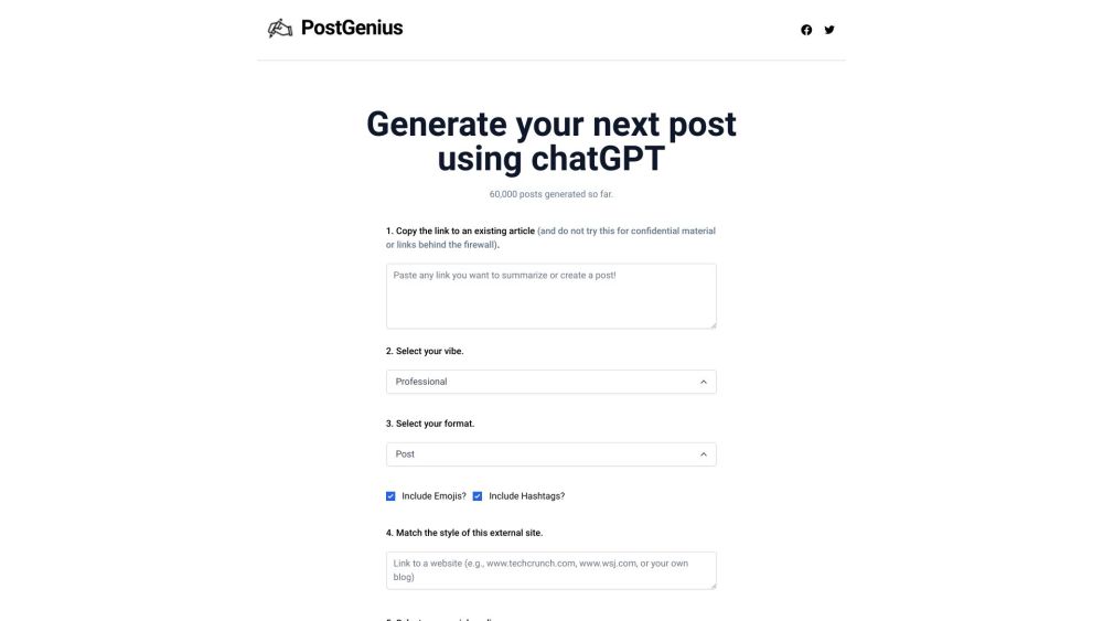 PostGenius Website screenshot