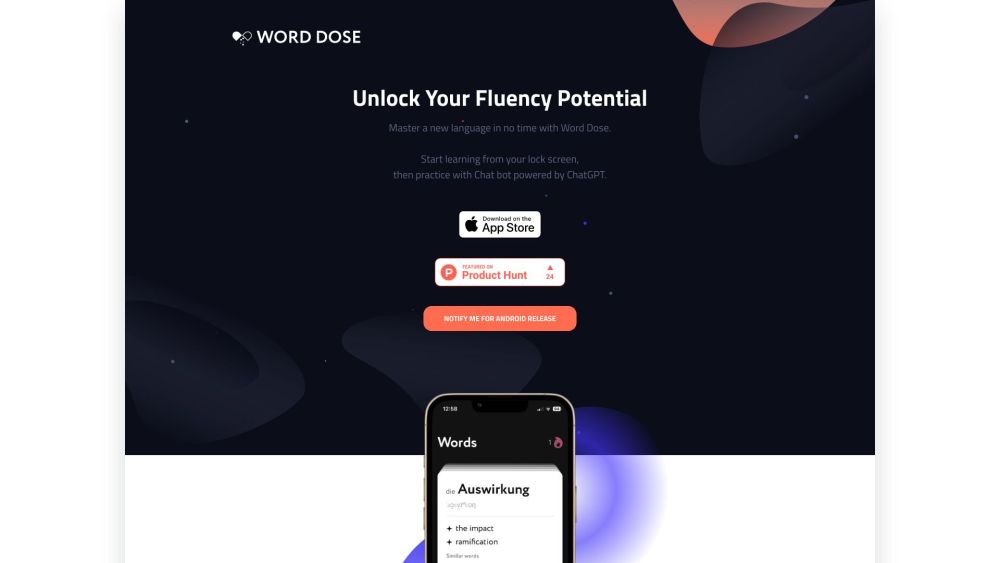 Word Dose Website screenshot