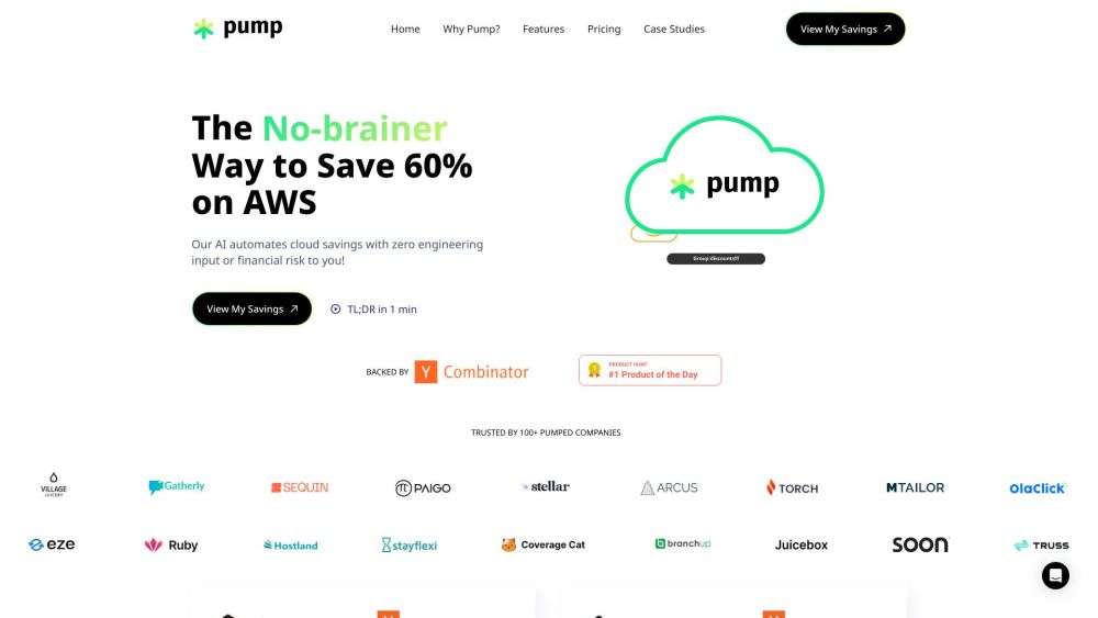 Pump Website screenshot