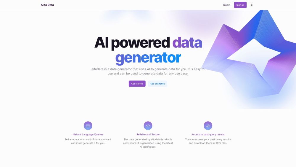AI to Data Website screenshot