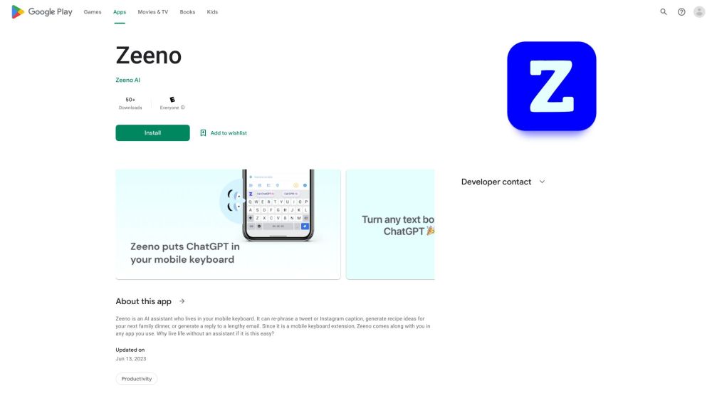 Zeeno Website screenshot