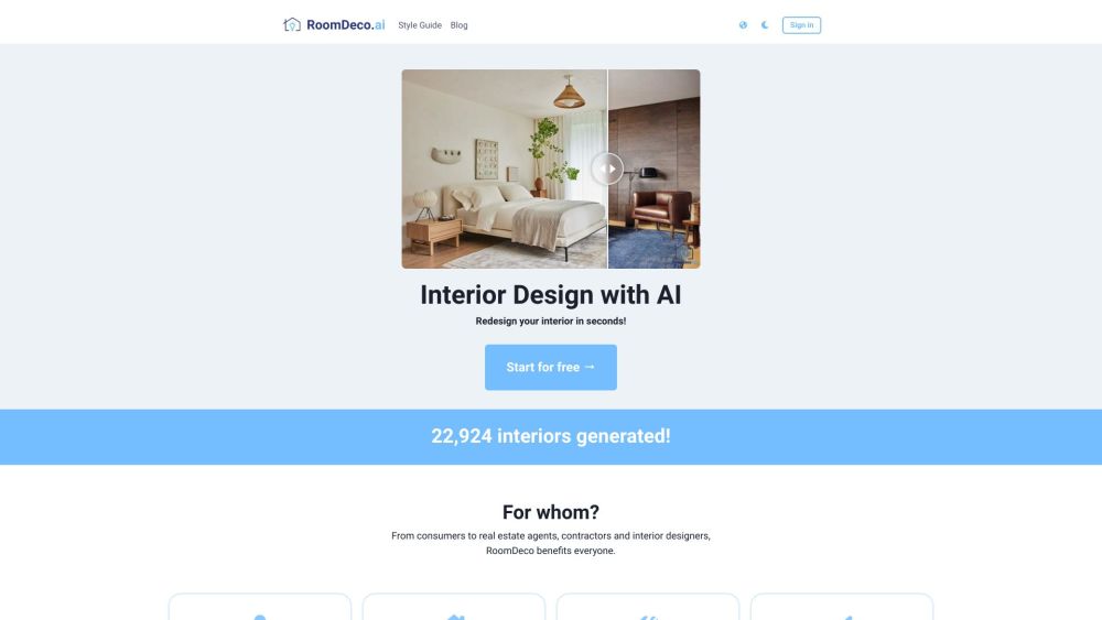 RoomDeco.ai Website screenshot