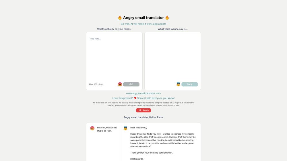 Angry Email Website screenshot