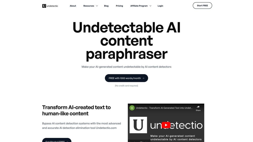 Undetectio Website screenshot