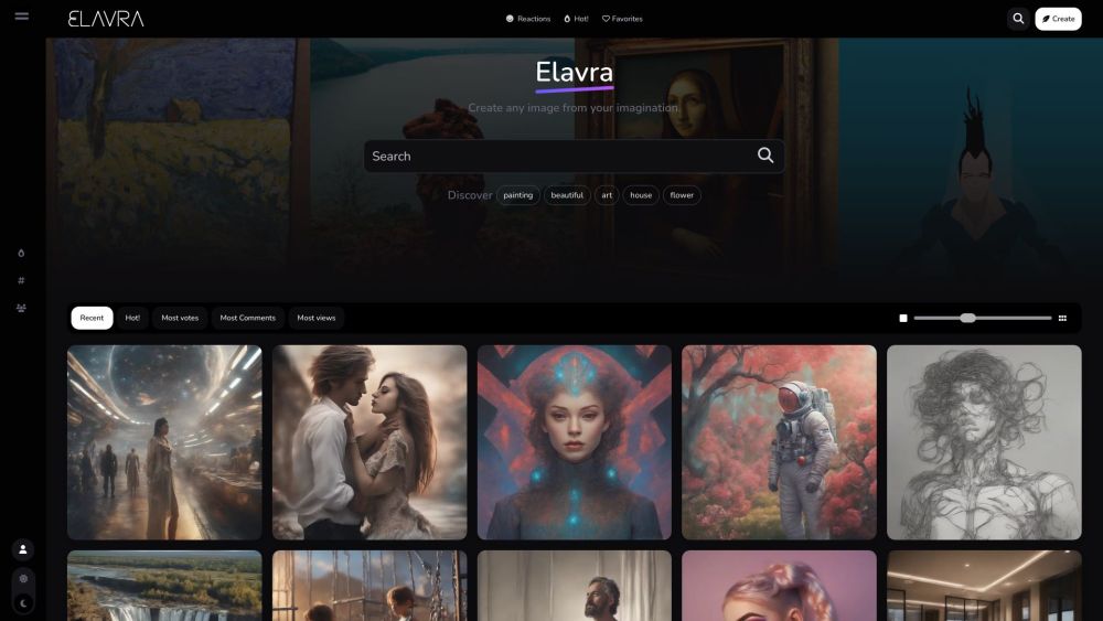 Elavra - KI-Bildergalerie-Website Screenshot