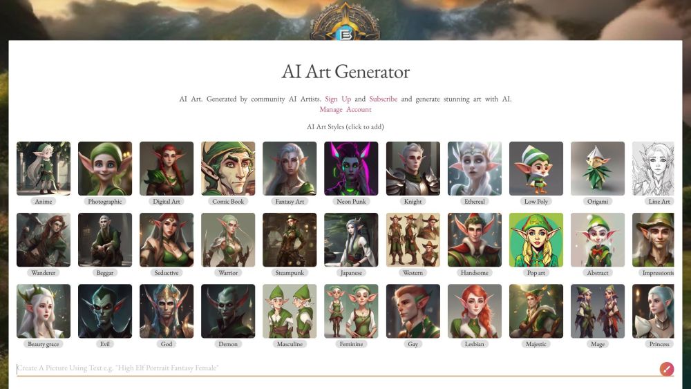 AI Art Generator - Ebank Website screenshot