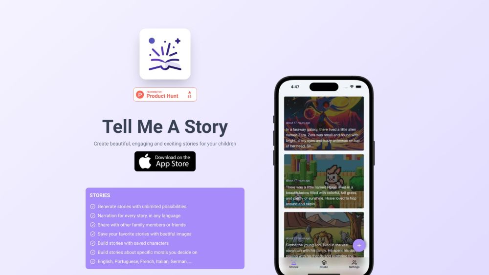 Tell Me A Story Website screenshot