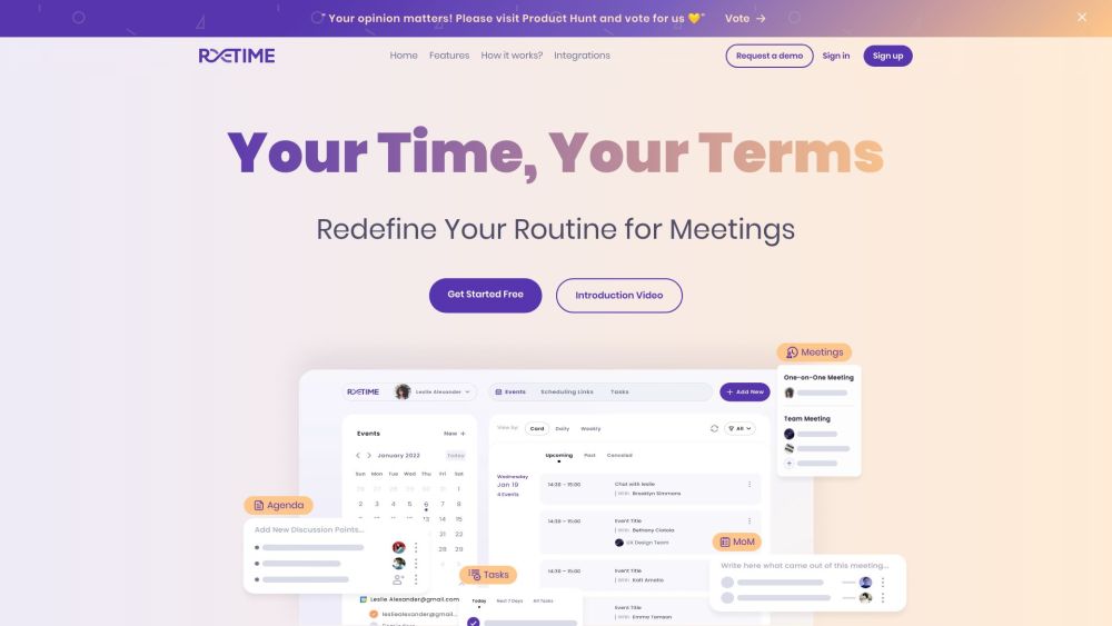 Retime Website screenshot