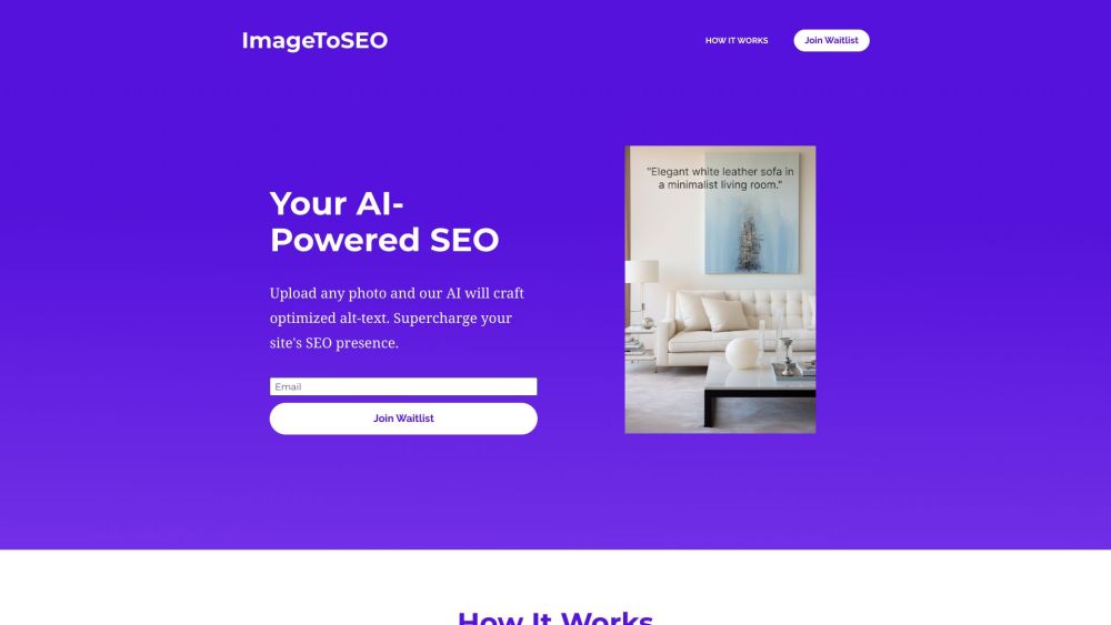 ImageToSEO Website screenshot